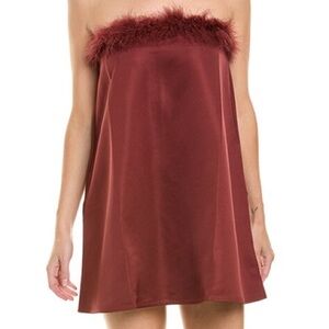 NWT $138 REVOLVE We Wore What Dutchess Satin mini dress 0 / XS brown